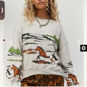 Free People X Daydreamer Running Horses Sweatshirt. Size XSmall.